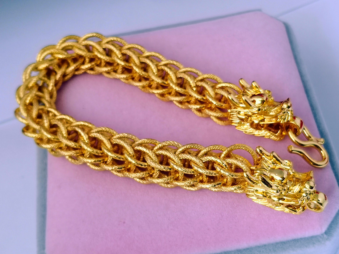 正品24k仿真越南沙金手链男女款泰链个性情侣镀金手链假黄金饰品久不