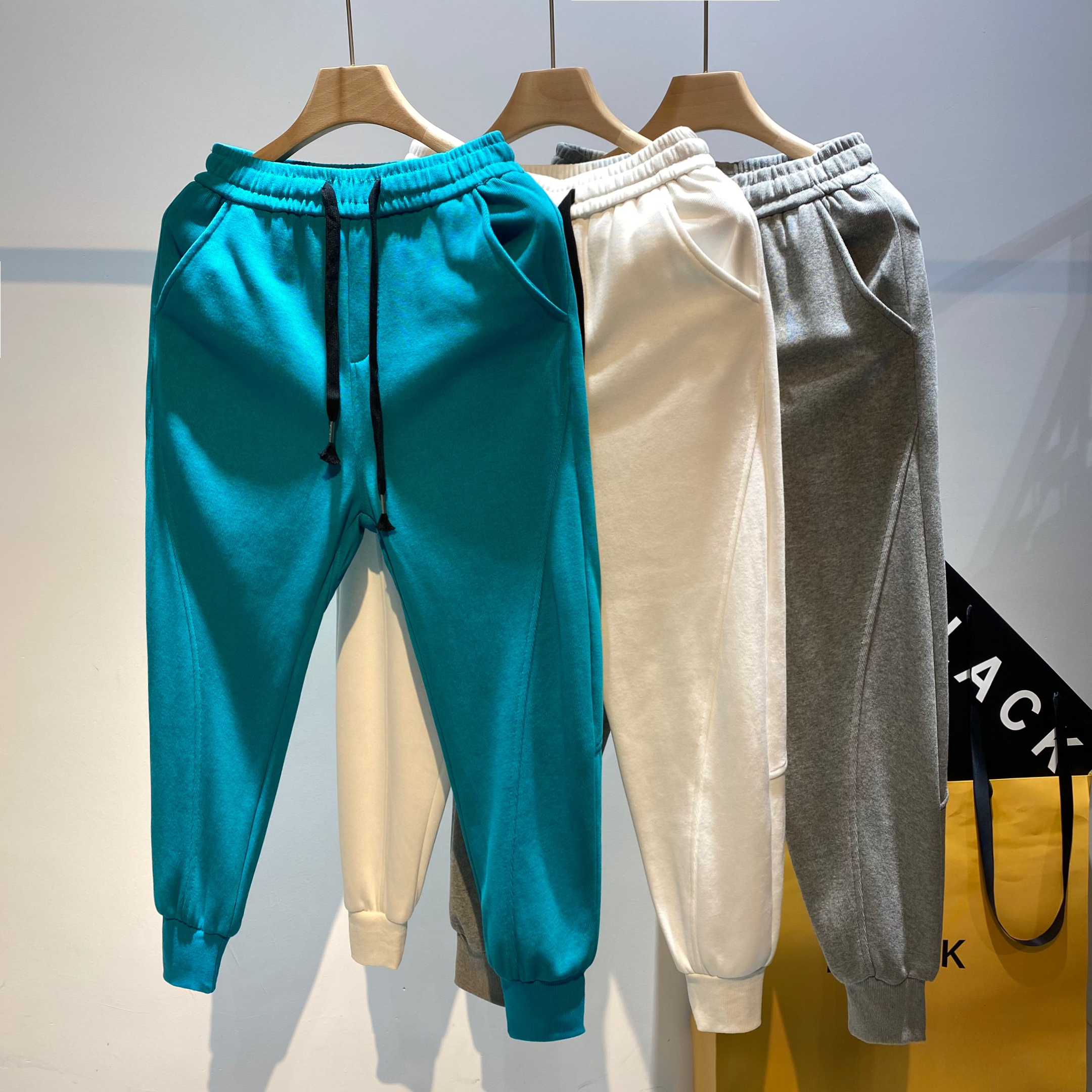 原创运动卫裤男秋季束脚裤宽松阔腿裤老爹裤纯色百搭美式潮牌裤子