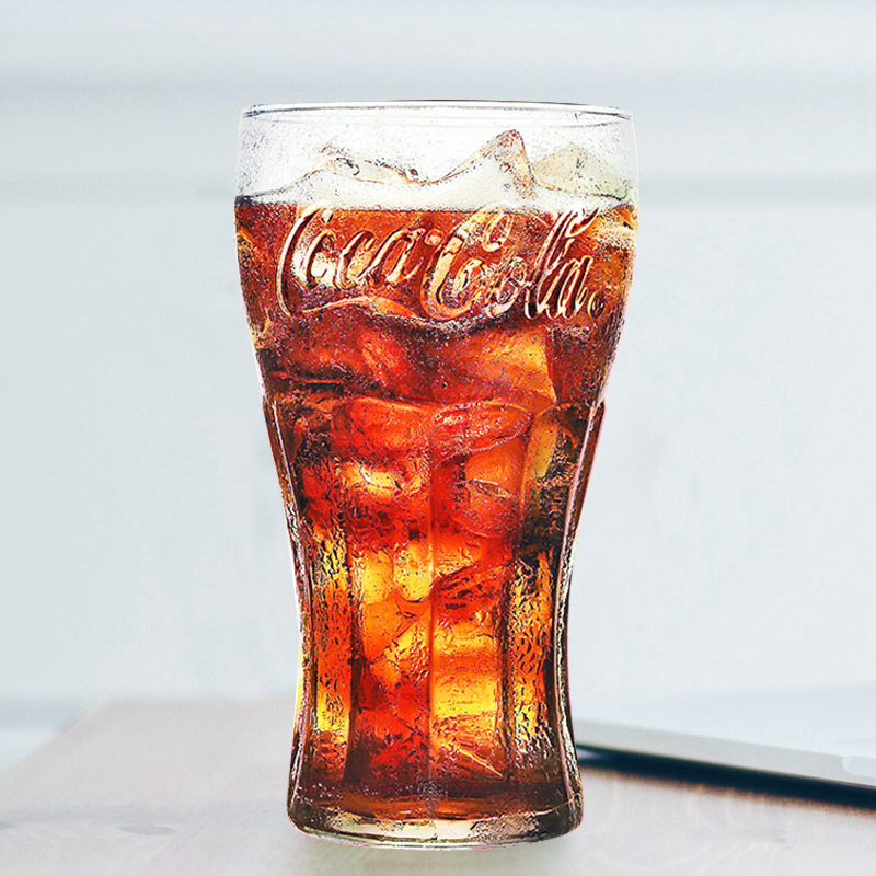 进口可口可乐玻璃杯家用透明水杯小麦创意果汁冷饮玻璃杯