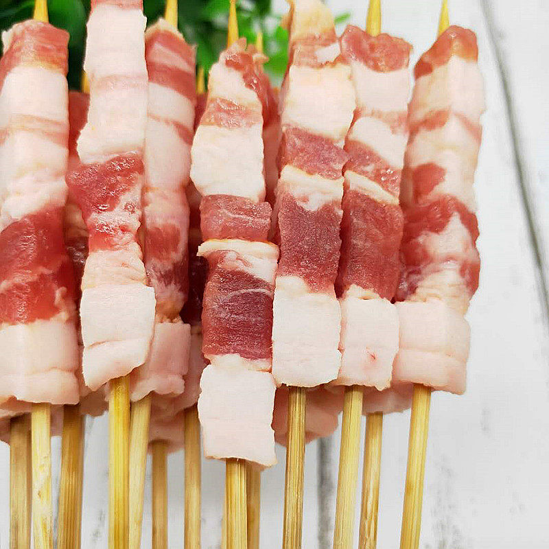 五花肉串猪肉串手把串小串肉条串肉块烧烤食材油炸小吃冷冻半成品