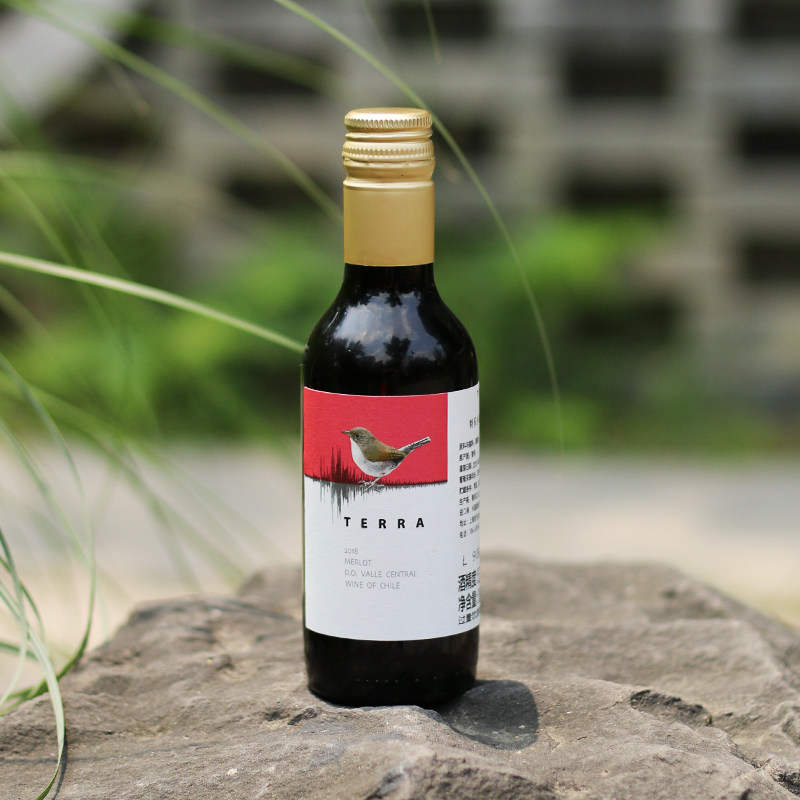 瓶装terra特乐小鸟梅洛葡萄酒聚会小瓶智利原瓶干红静态葡萄酒