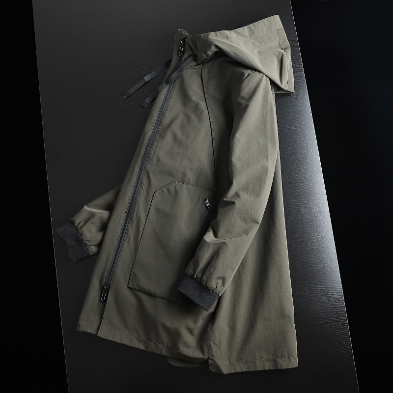 超值捡漏1户外防风防水 男士商务休闲中长款连帽风衣夹克外套潮