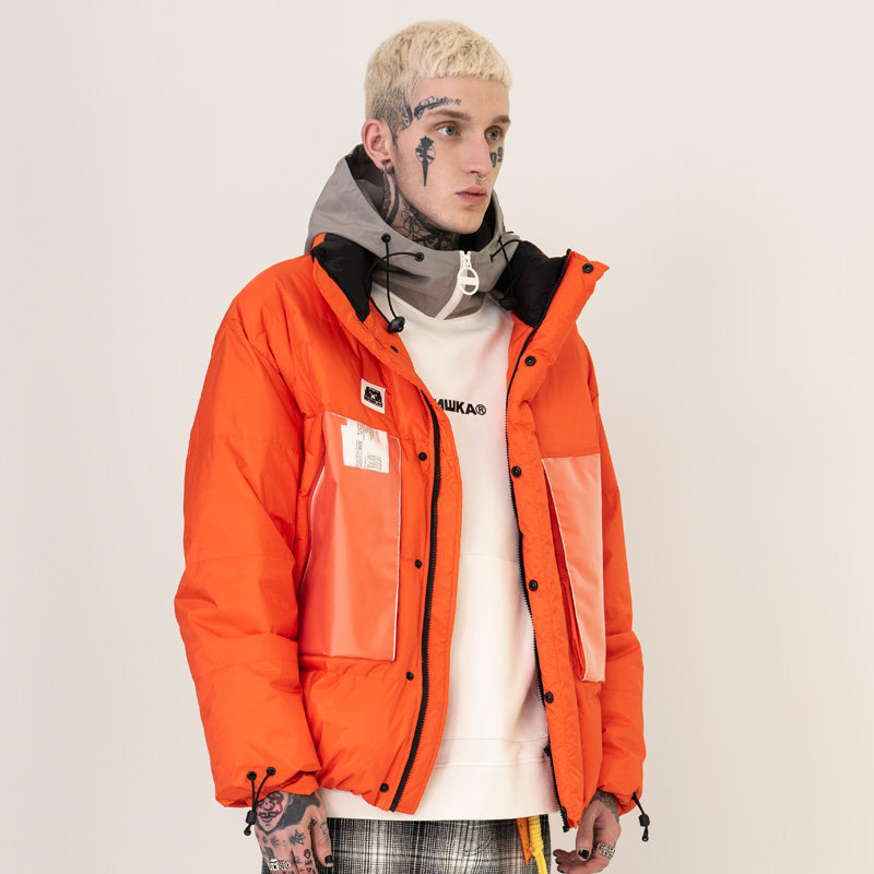 mishkanyc短款宽松印花羽绒服mishka无帽立领19秋冬户外情侣潮款