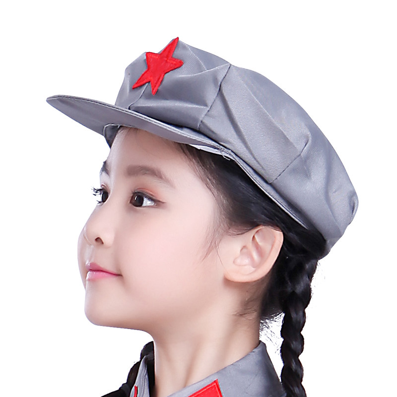 红旗帽子军装红军包帽子绑腿腿套配件小红大红儿童演出服