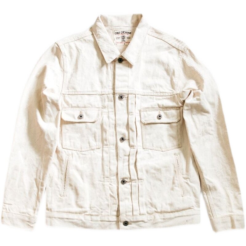 日本oni鬼牌oni02516pogw日系复古有机棉花白色牛仔夹克