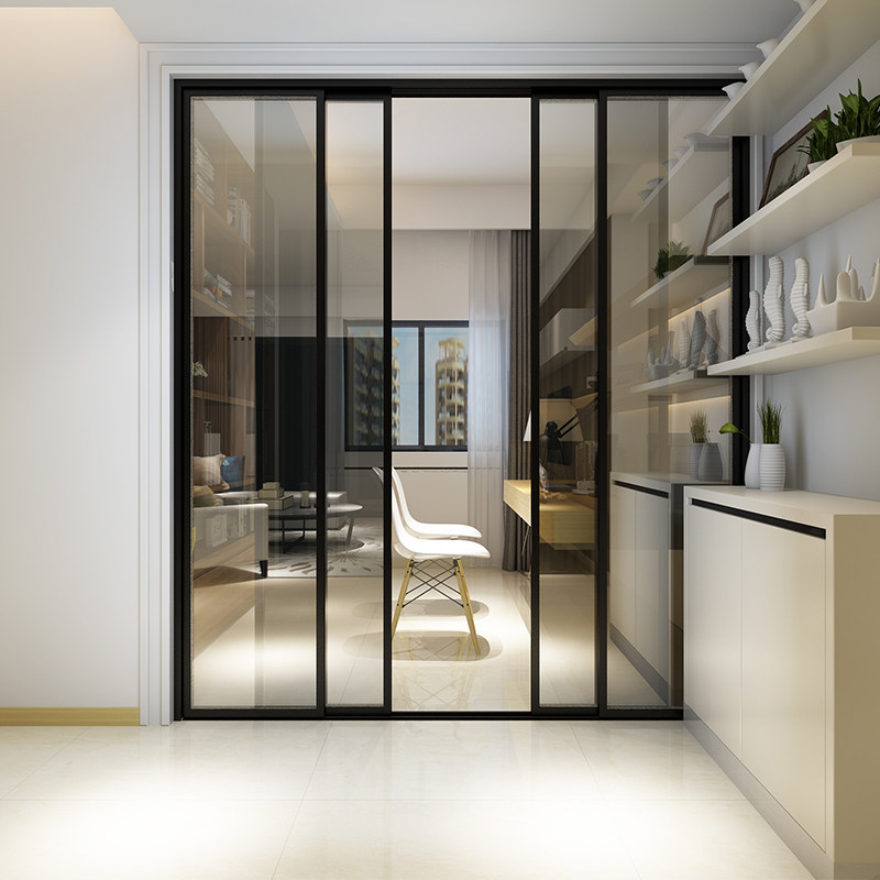 mexin美心木门 钢化玻璃 黑钛镁合金卫生间门厨房门厨卫门推拉门