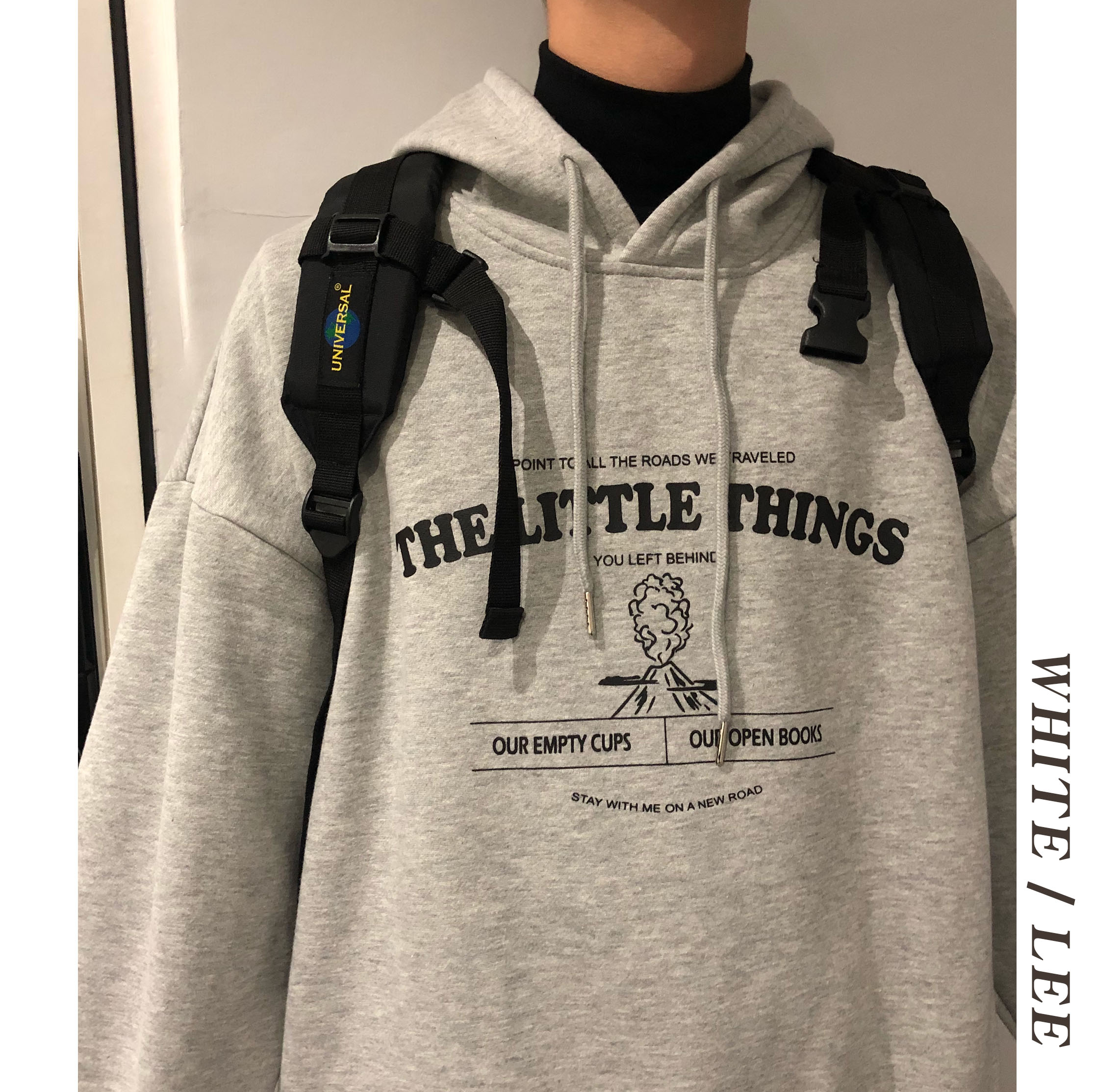 NAGAWL秋冬加绒加厚连帽卫衣男女BF风宽松oversize学院风学生外套