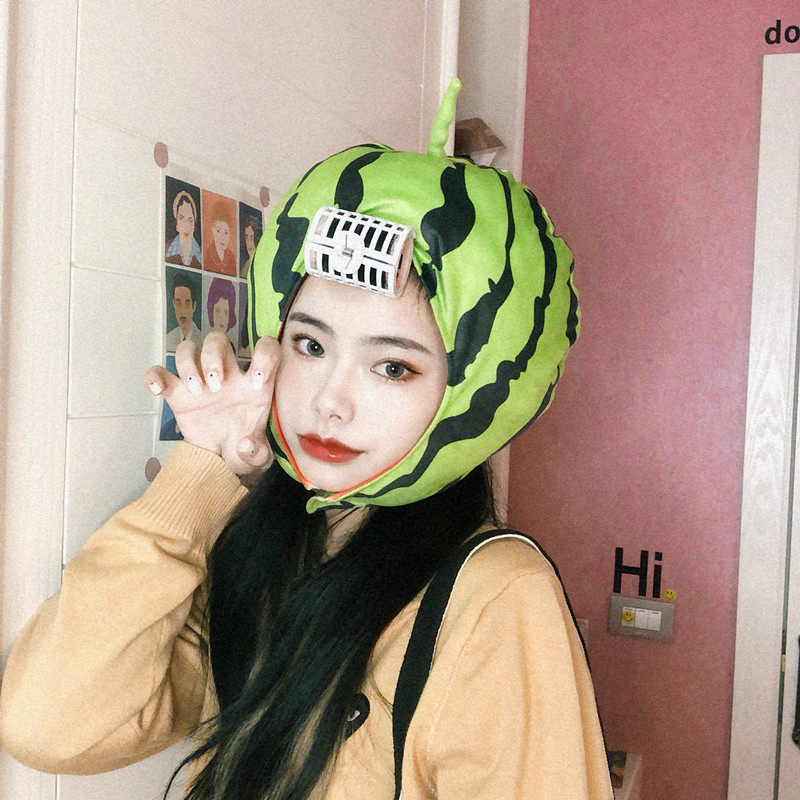 日韩ins创意搞怪水果西瓜头套甜美可爱帽子帽子