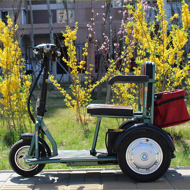 老年人电动三轮车折叠成人代步12寸小型家用残疾人老年代步车