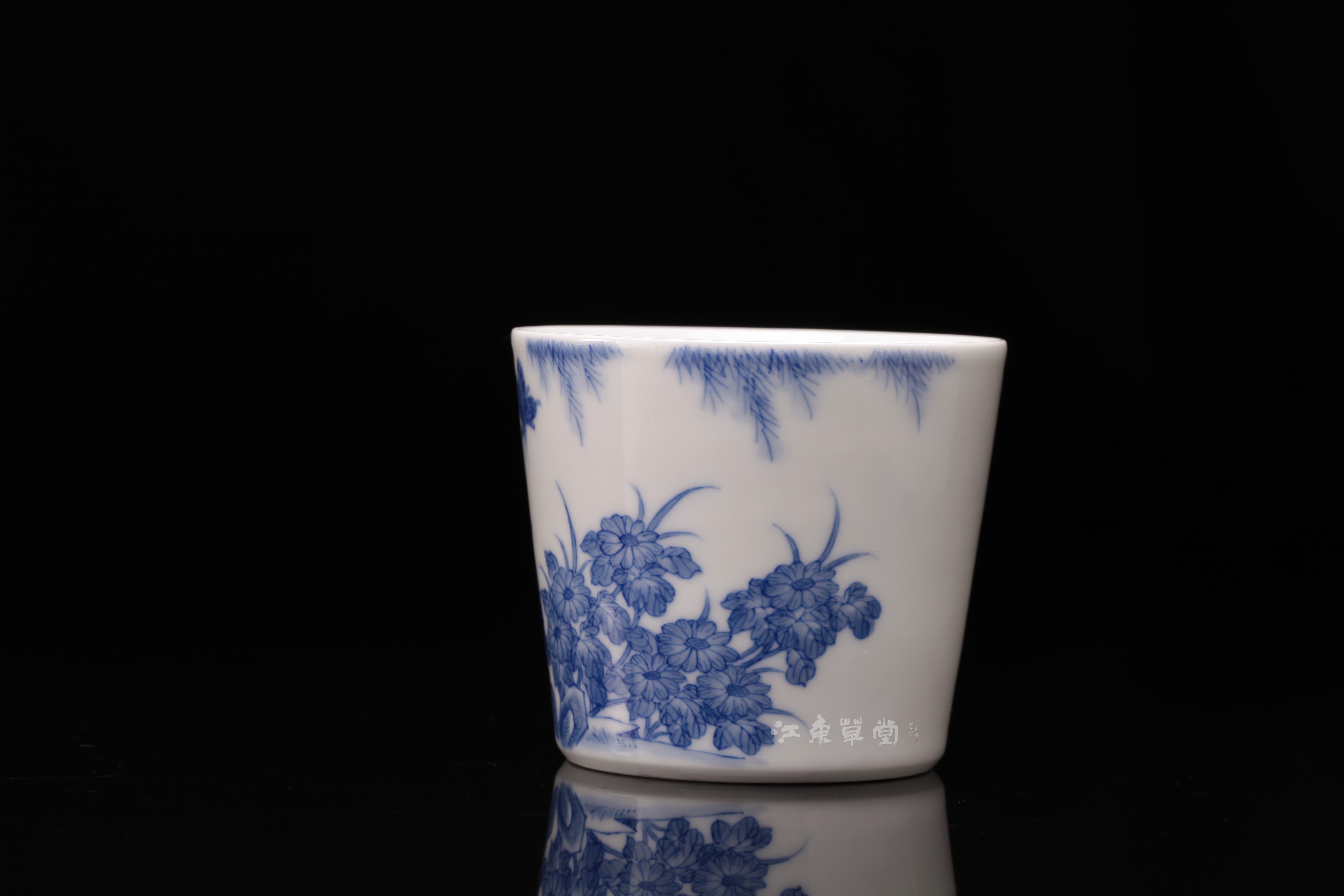 春风祥玉景德镇邹俊窑喜上眉梢蝴蝶手绘茶具青花瓷茶杯文化创意杯子