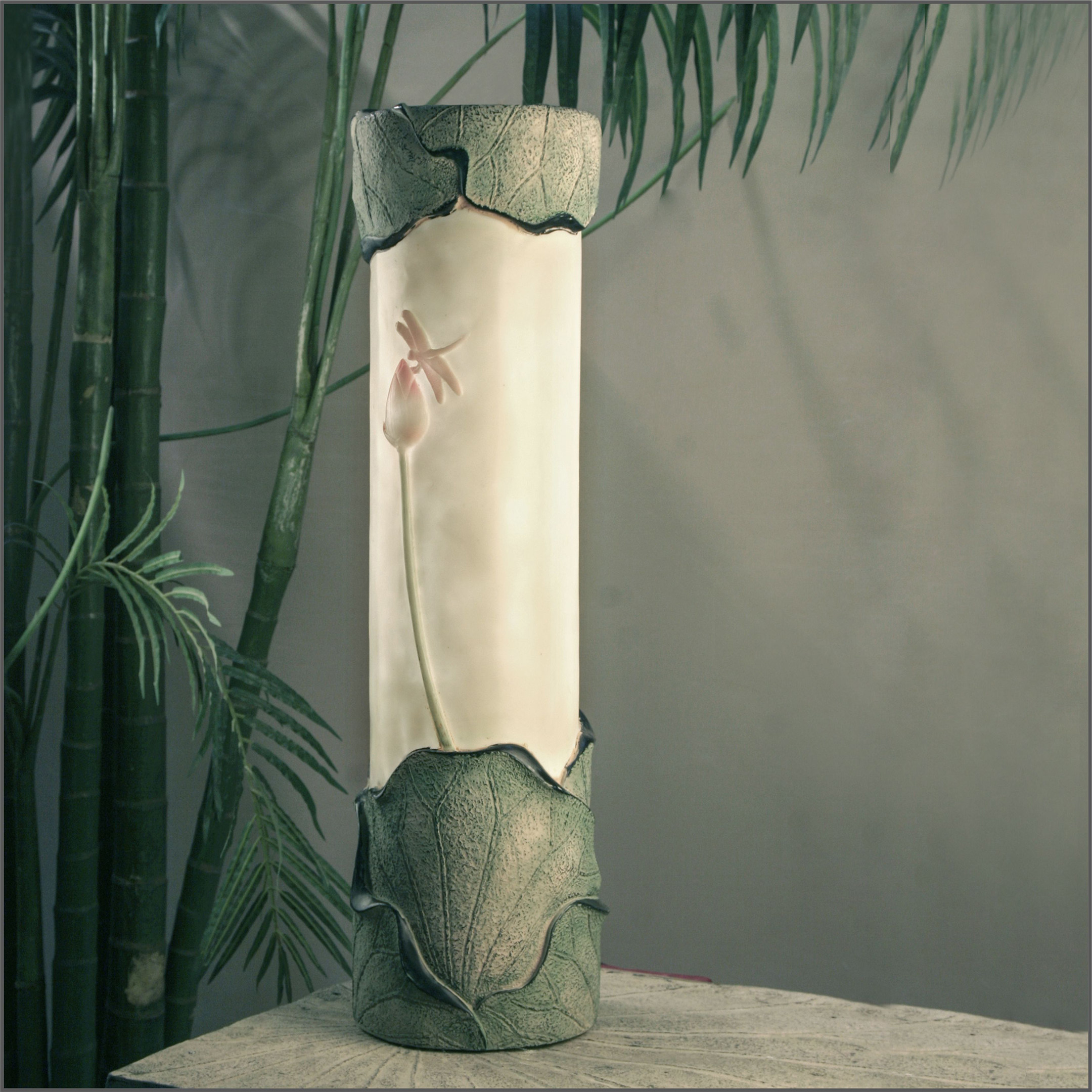 简约中式莲花书桌装饰圆柱国风中国现代新中式装饰台灯