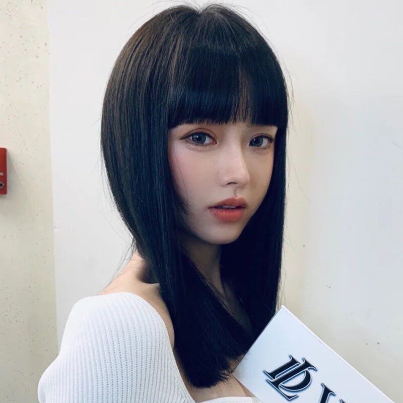 网红逼真头套修脸气质锁骨自然假发刘海厚款日常整顶假发