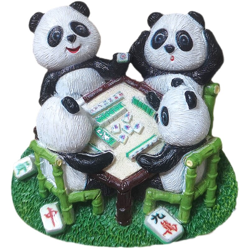 冰箱成都民俗文化熊猫麻将火锅磁性3d立体装饰冰箱磁性贴