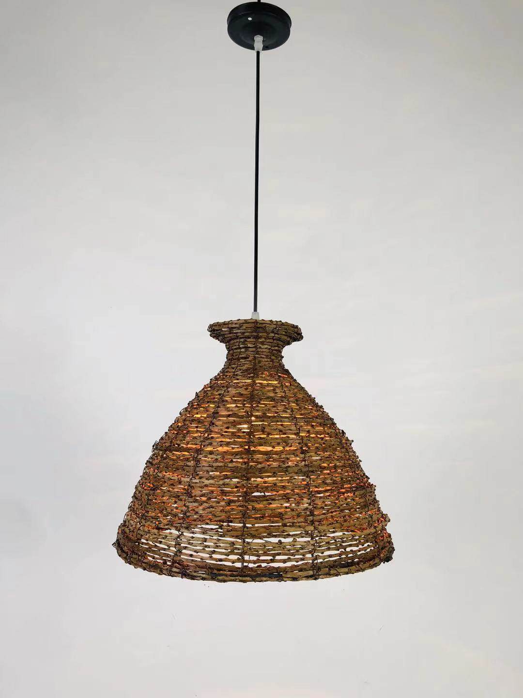 手工艺藤编吊灯餐厅卧室灯具阳台酒吧灯饰创意客厅吊灯