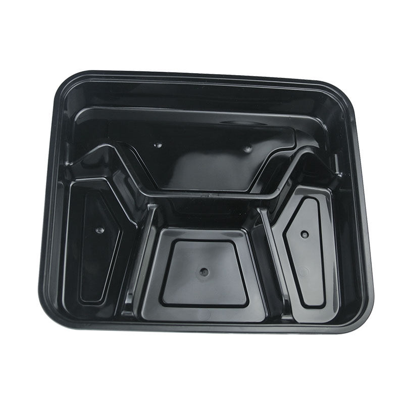 黑色打包外卖饭盒快餐三格两格多格长方形四格一次性餐盒