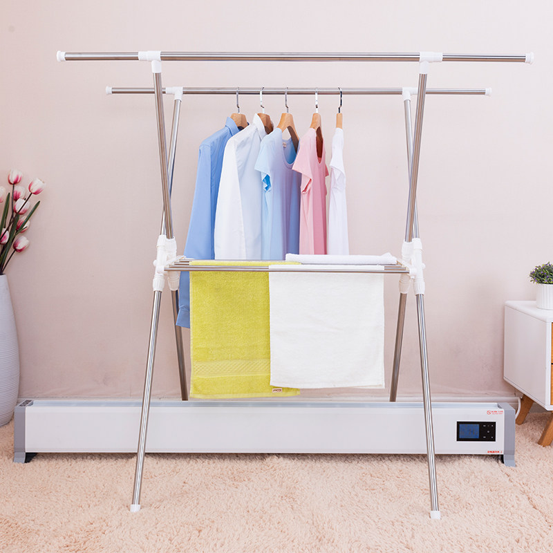 踢脚线取暖器烘衣架折叠晾衣架家用晾晒架不锈钢油汀贴脚线烘干架