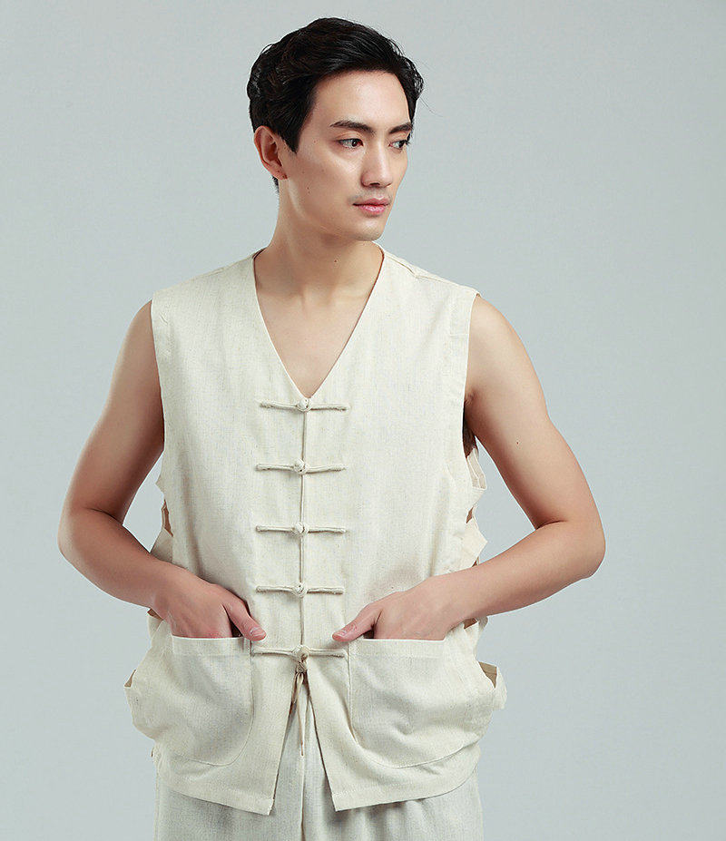 无袖马褂男士唐装车夫电影表演套装上衣汉服男民族服装