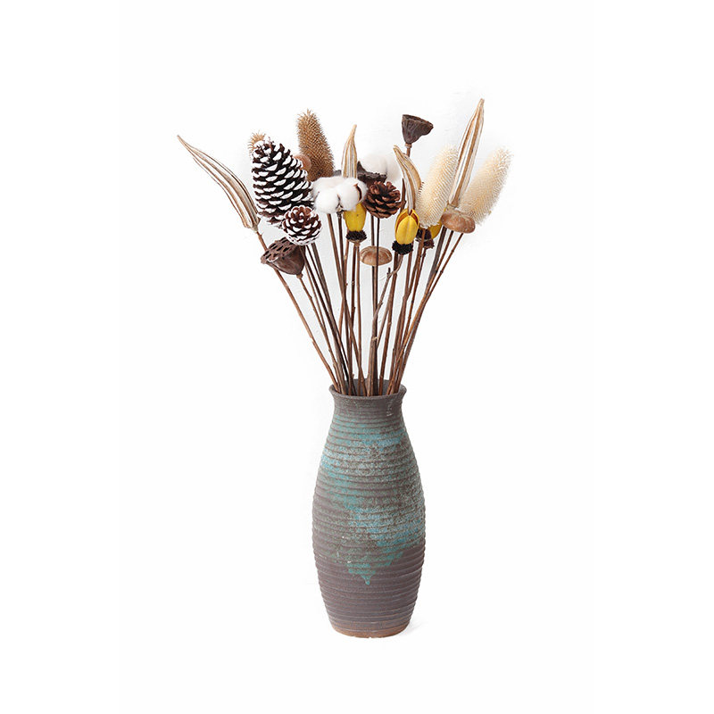 松果棉花松塔带杆插花禅意装饰摆设北欧风干花 日式 简约拍摄道具