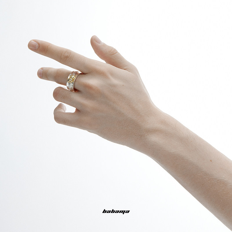 babama甲壳虫戒指原创小众设计冷淡指环男士个性戒指