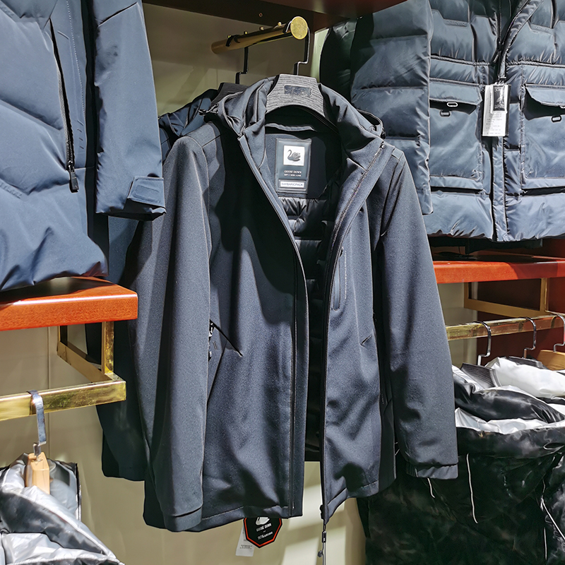 高端鹅绒！可脱卸内胆！冬季男士商务休闲中长款羽绒风衣外套5038