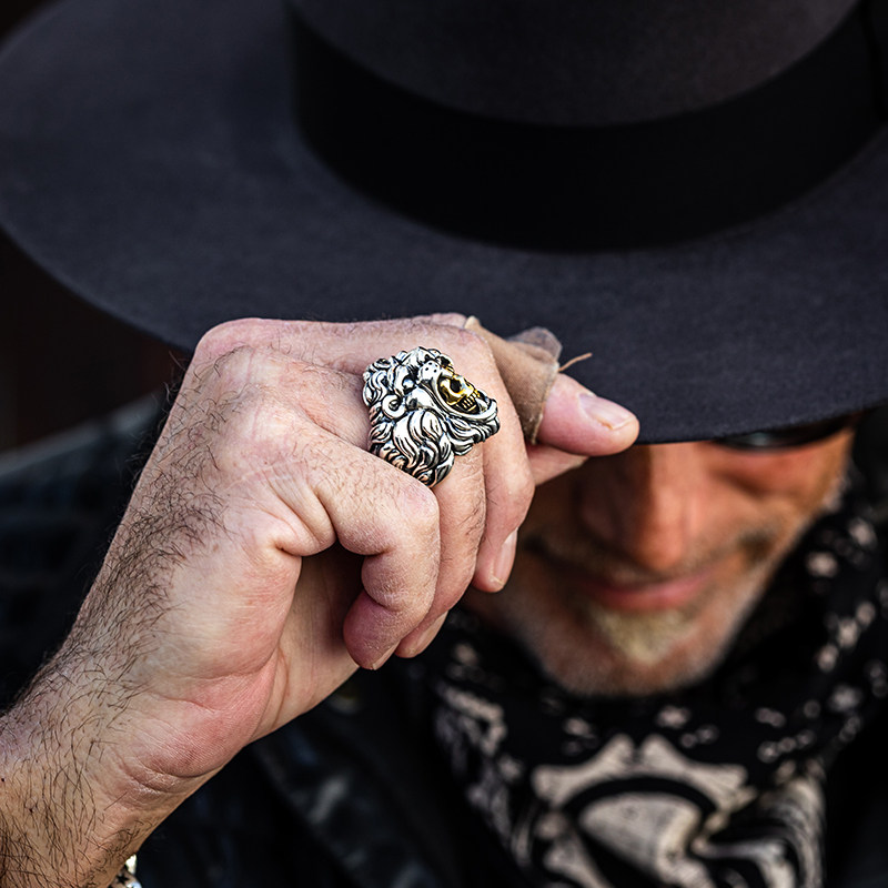 kingbaby新款经典狮子头骷髅合金戒指摇滚朋克戒指