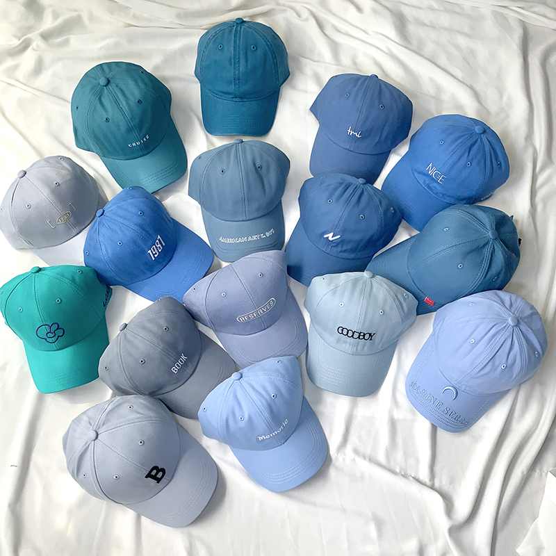 炒鸡显白蓝色帽子棒球帽女夏季ins遮阳防晒雾霾蓝天蓝色鸭舌帽潮