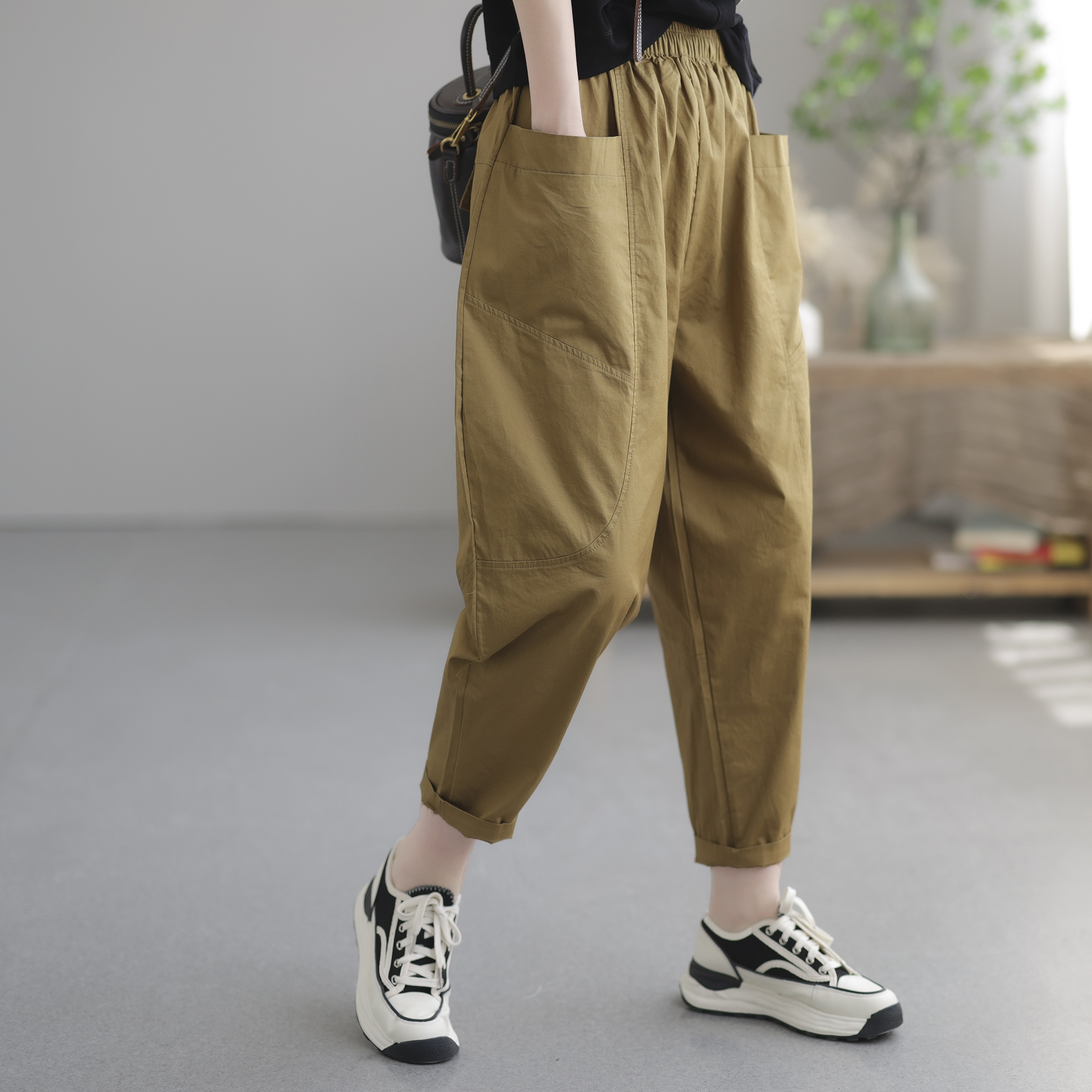 休闲裤女夏装2022新款女士裤子宽松时尚女裤休闲女装哈伦裤七分裤