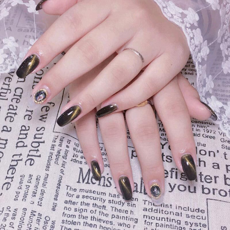 猫眼人鱼裸粉金光琉璃琉璃猫胶甲油胶蓝光透明甲油胶