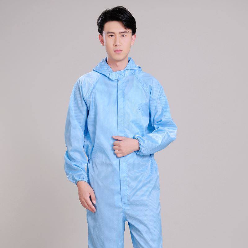 防静电logo大方玻璃厂连帽工作服连体抗皱美观春秋工装制服
