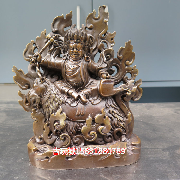 佛像密宗藏传台湾祥狮正品纯铜单坚护法神摆件摆件