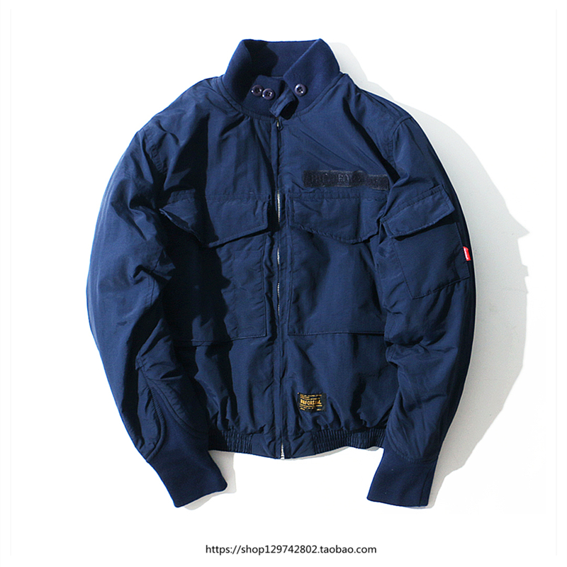 日系复古高街MA1飞行员保暖夹克 潮牌秋冬余文乐宽松立领加厚棉服