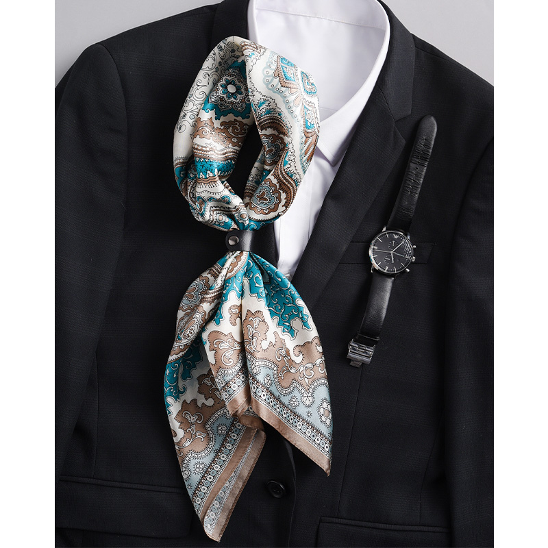 复古真丝丝巾男脖子中方巾搭西装衬衫领口巾潮春秋桑蚕丝围脖护颈