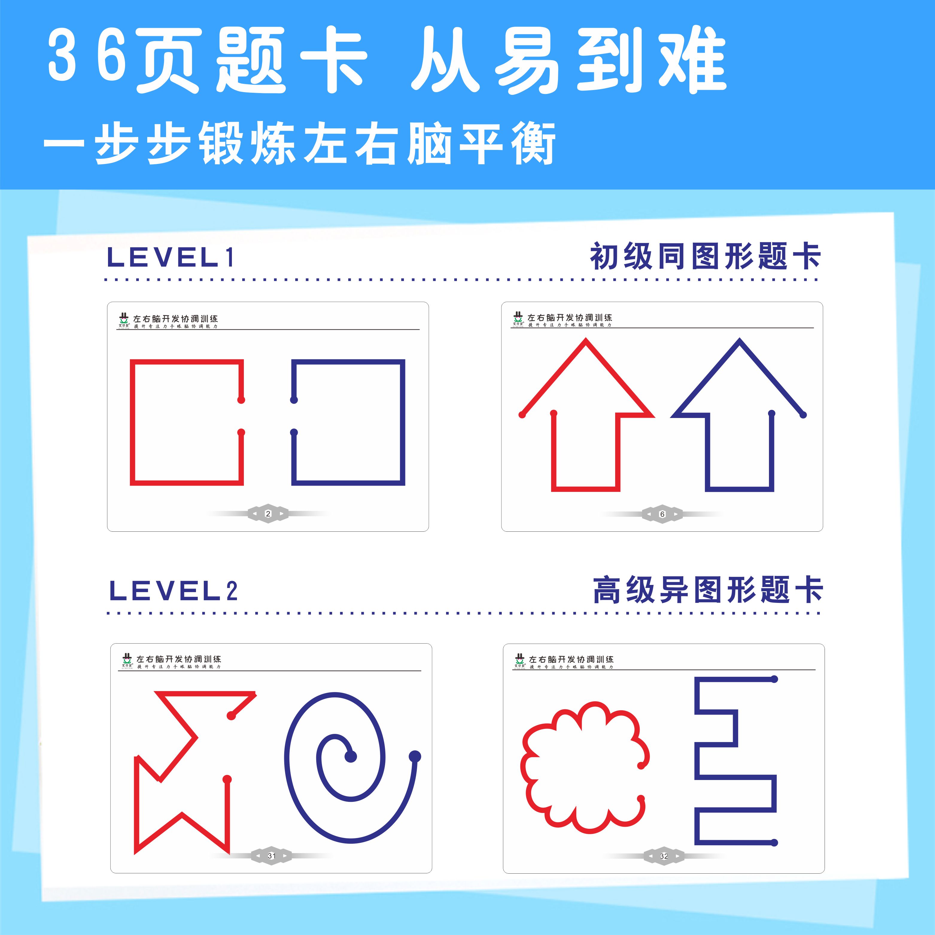 左右全脑教具右脑开发儿童控笔轨迹精细动作早教闪卡