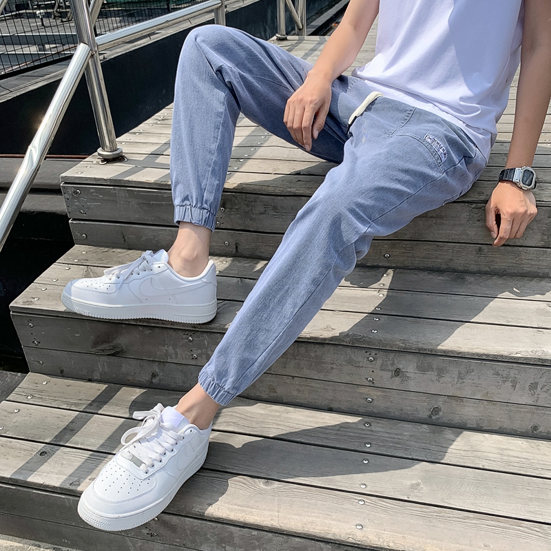 男士牛仔裤子2022春秋夏季宽松韩版潮流百搭潮牌束脚工装休闲长裤