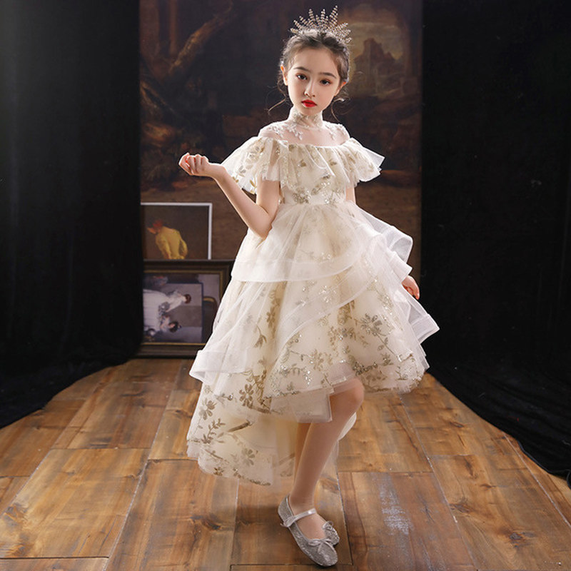 儿童礼服公主女童晚礼服夏季洋气小女孩蓬蓬花童连衣裙