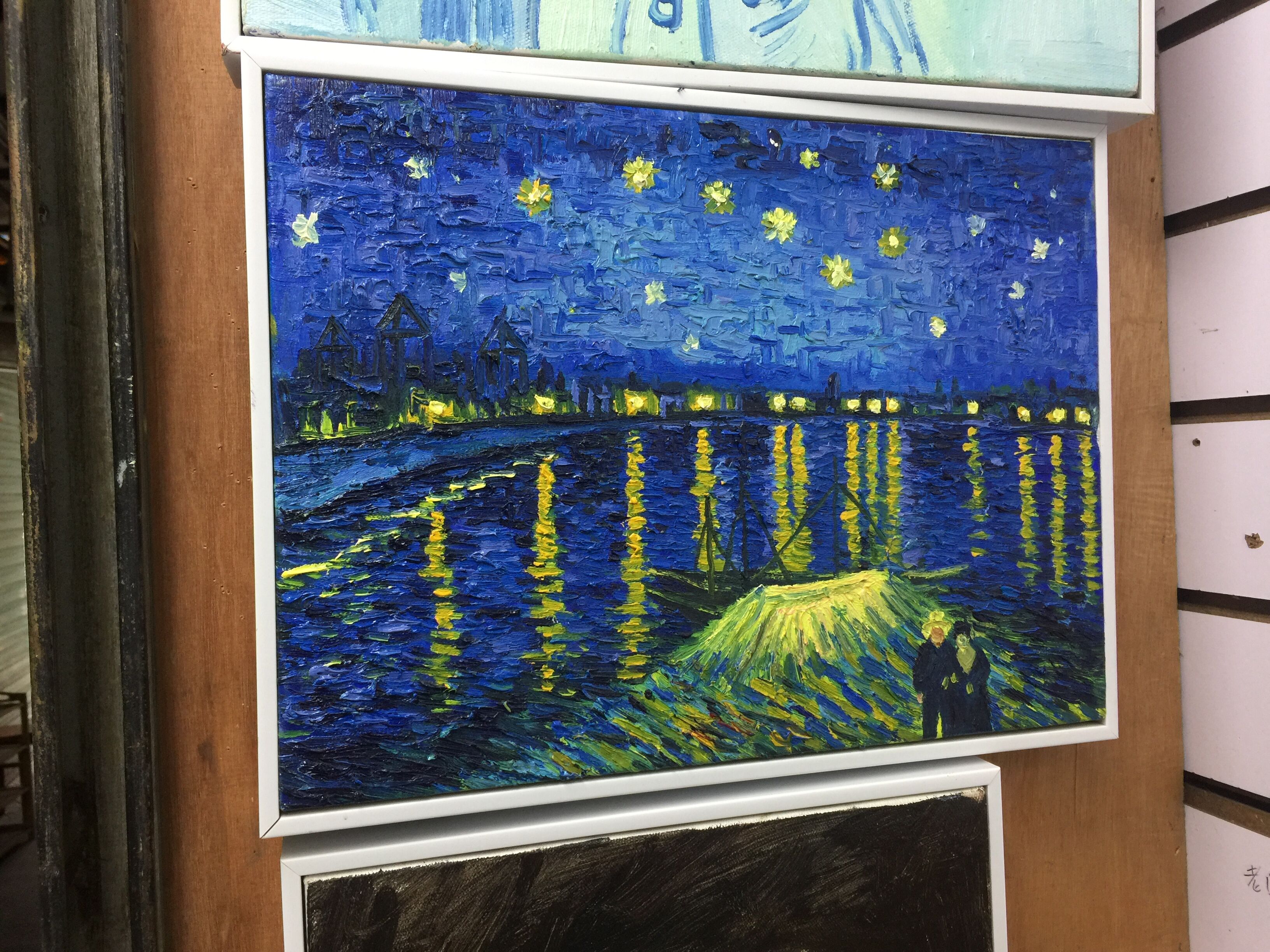 梵高罗纳河星空油画定制抽象沙发沙发客客厅挂画油画