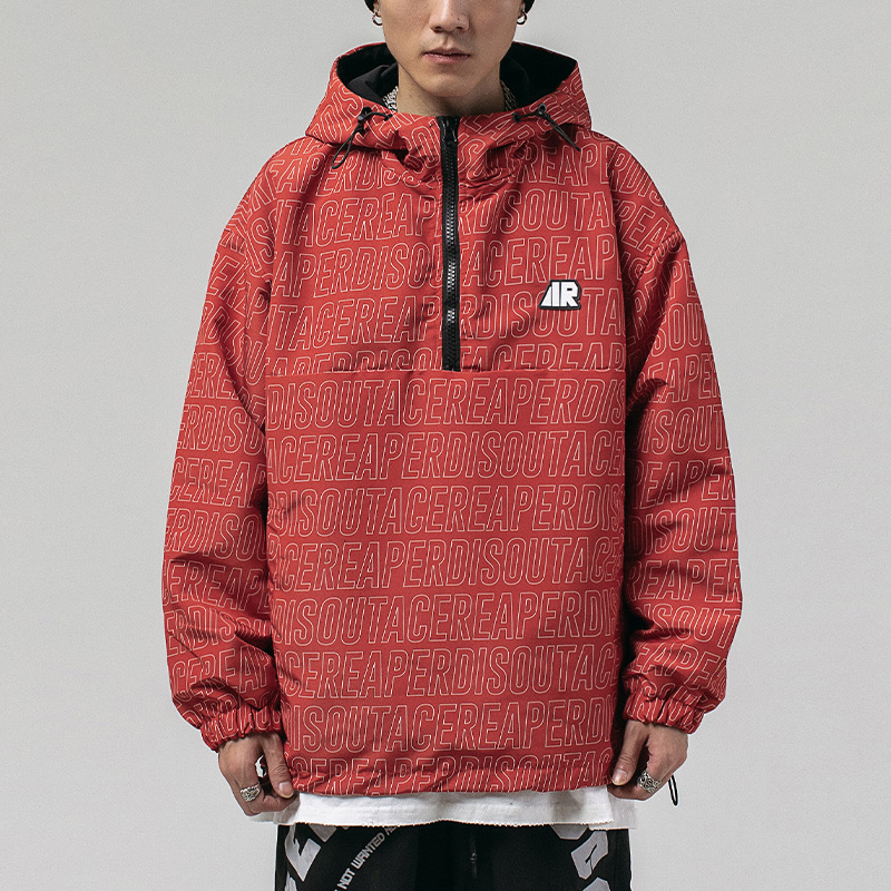 春秋装chic韩风全身满印大牌复古vintage连帽夹克宽松冲锋衣外套