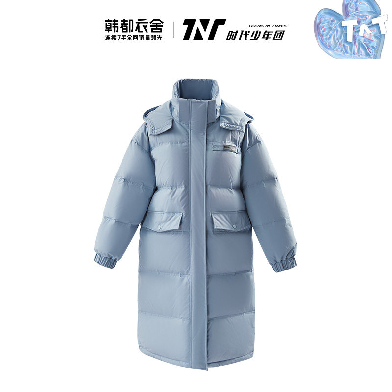 时代少年团同款张真源韩都衣舍2021年冬装宽松休闲中长羽绒服