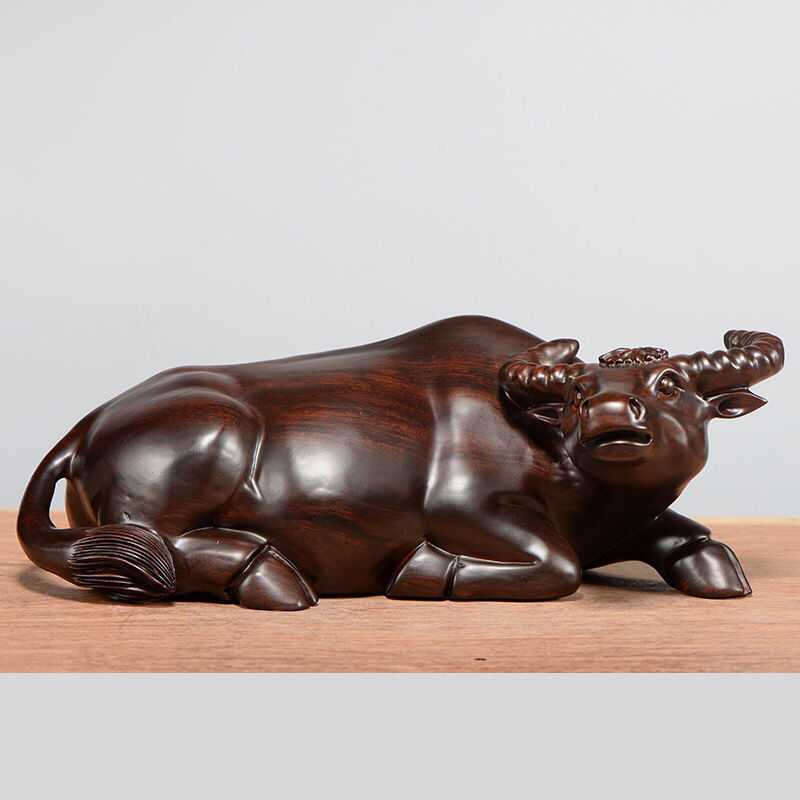 檀木木雕水牛摆件实木木头木质卧牛招财生肖摆件