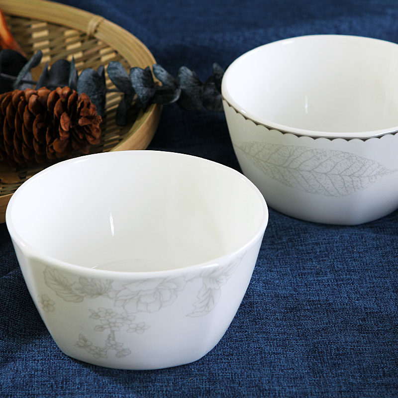 家用陶瓷方形吃米饭碗景德镇骨瓷餐具4.5英寸中式碗