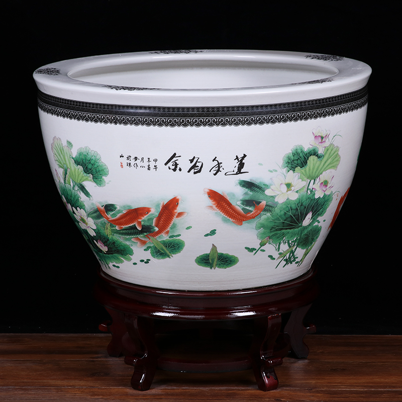 景德镇陶瓷金鱼缸鱼缸大缸锦鲤特大号荷花书画庭院阳台桌面缸