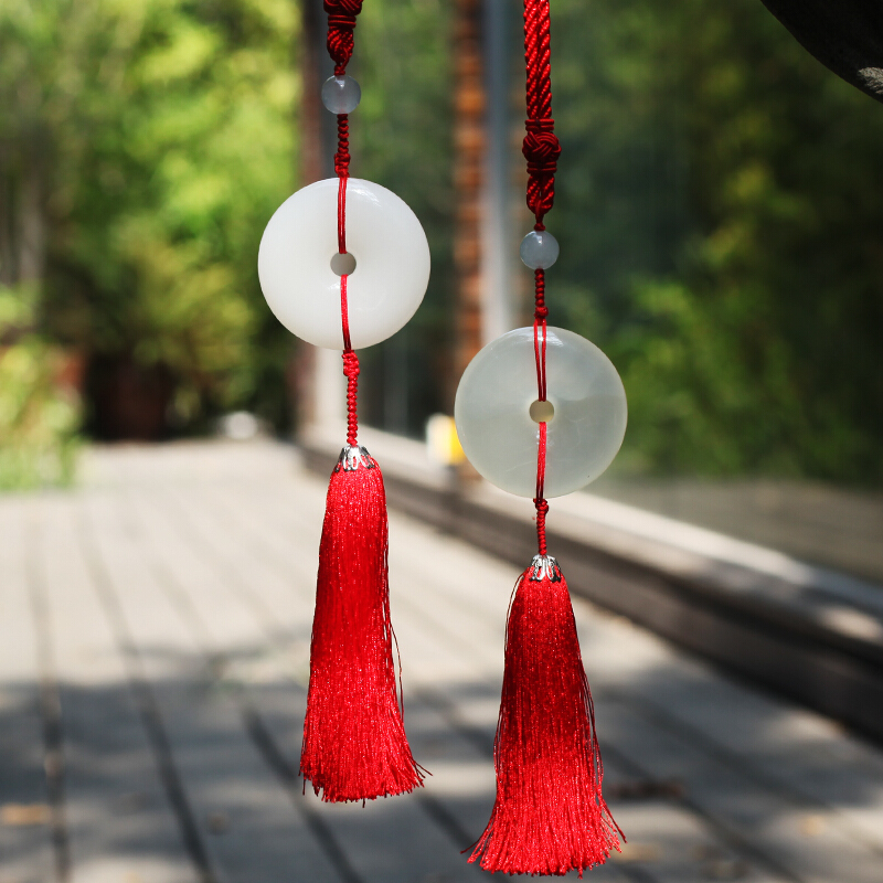 天下玉家玉石平安扣汽车挂件车载简约装饰品吊饰挂饰创意礼品