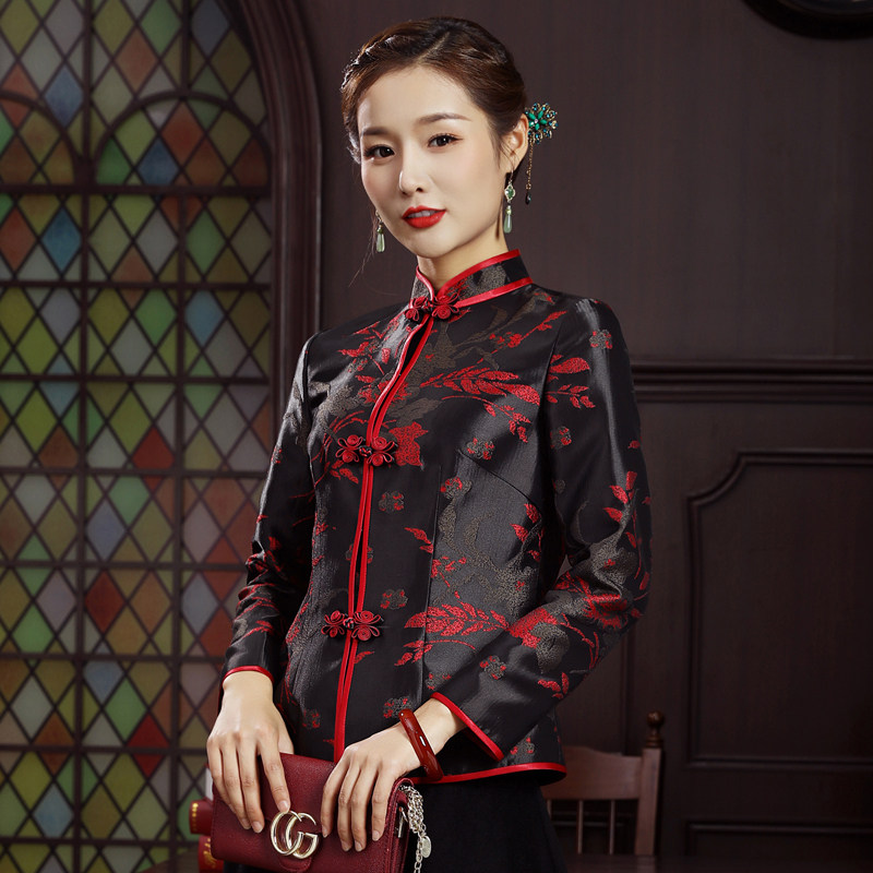 华族经典女士唐装上衣2021年秋冬中式复古对襟民国上衣