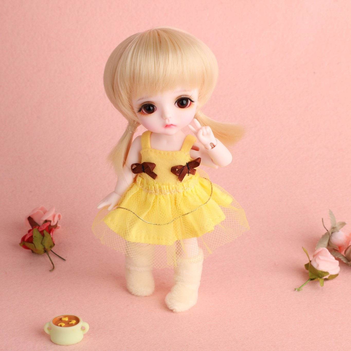 娃娃新款送妆包bjdsdbaby8分黄系sbelle萌娃bjd