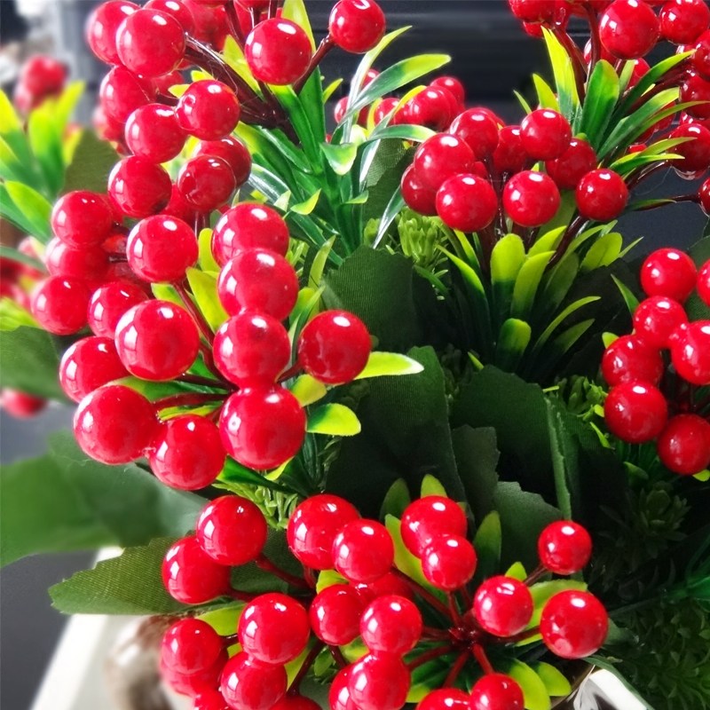 发财幸运果浆果仿真花红果子冬青相思豆红色假花仿真花