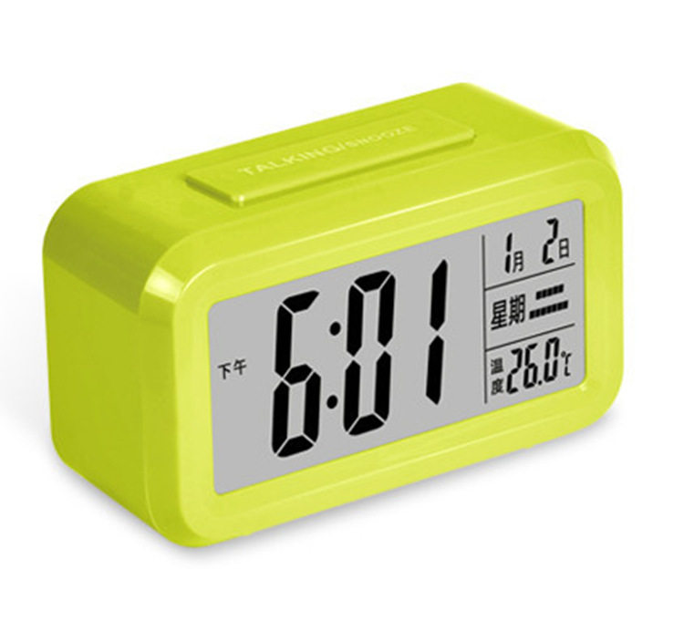 中文懒人电子钟床头儿童闹钟学生夜光语音钟夜光台钟