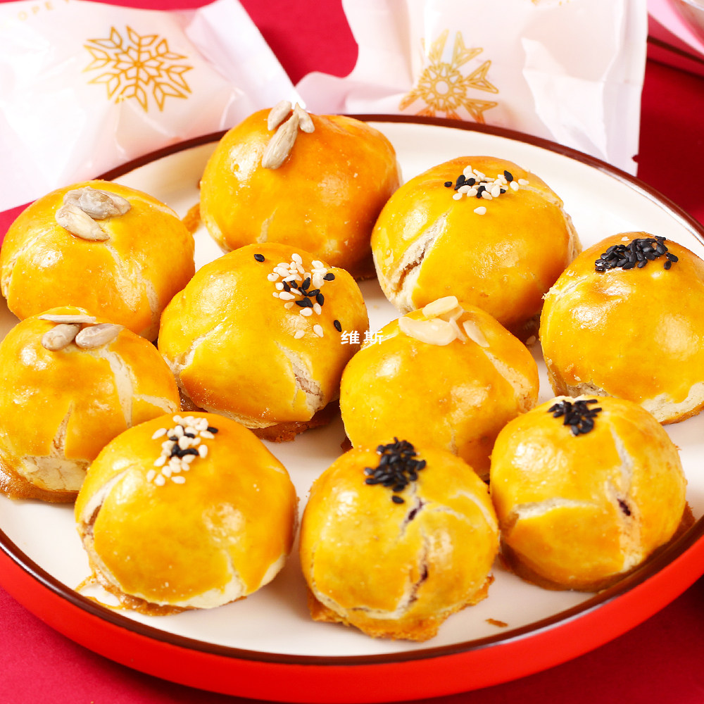 迷你蛋黄酥芋泥紫薯豆沙莲蓉馅儿小月饼维斯小鸭蛋苏式糕点烘焙