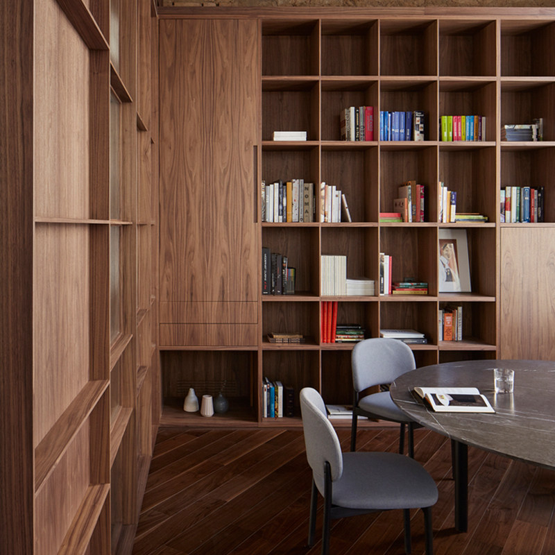 北美胡桃木定制书柜衣柜实木北欧客厅整墙电视柜书架