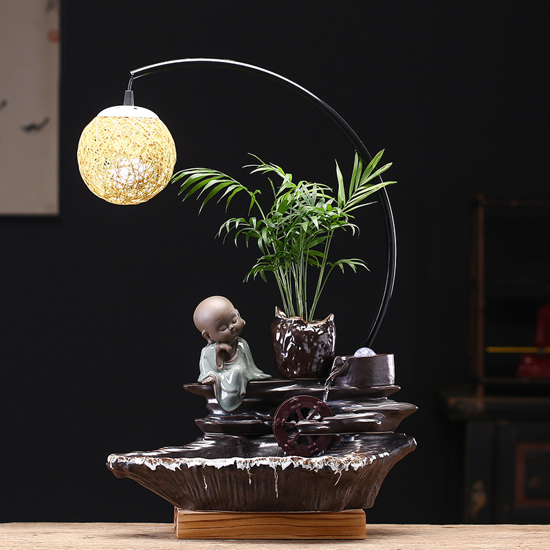 创意办公桌乔迁开业摆件水轮风水桌面办公招财摆件