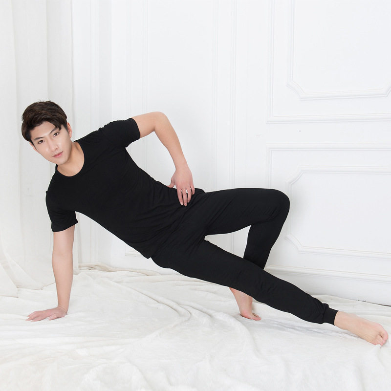 舞蹈练功服男形体套装2019春夏新款长袖男生现代舞服装